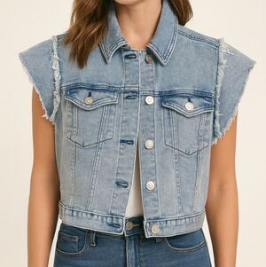 Alivia Ford Light Wash Denim Vest Jacket – Women’s Size Large